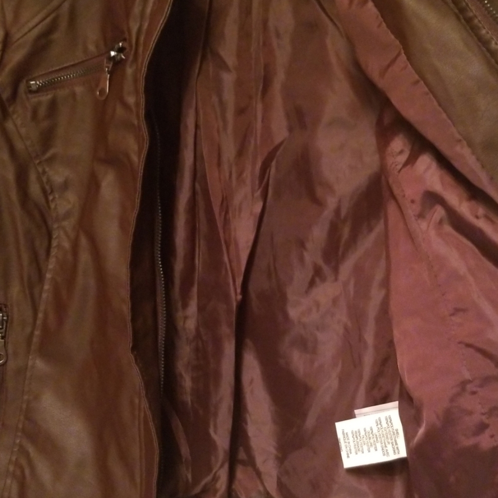 Vegan Leather Bomber Style Jacket - Picture 4 of 7